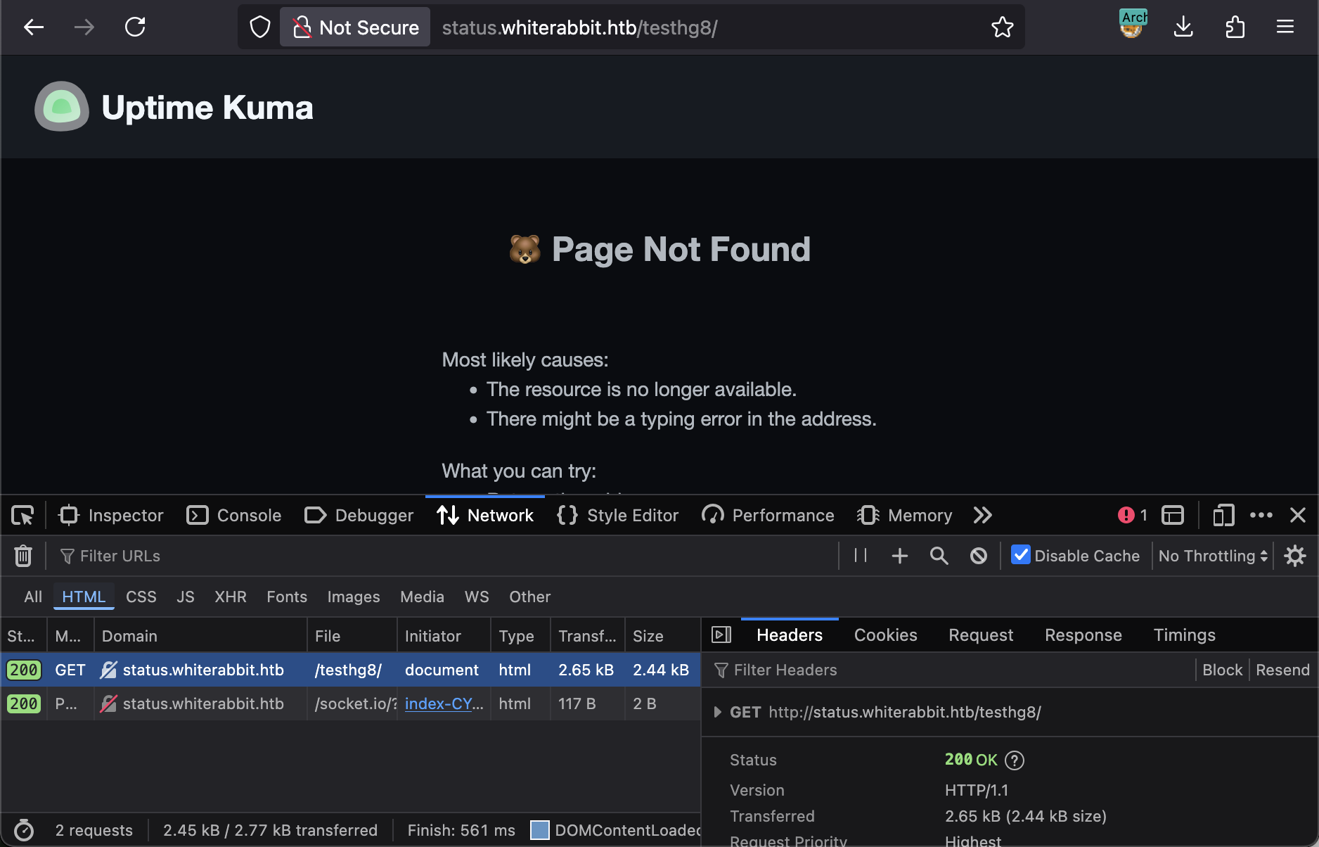 kuma not found page